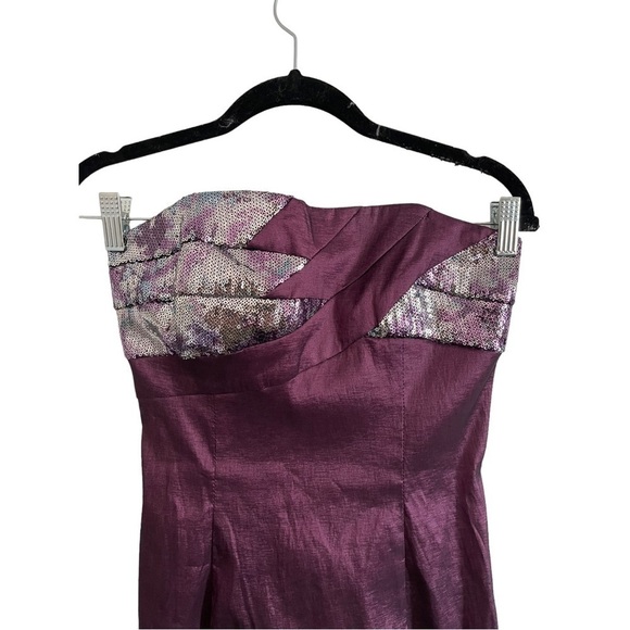 JESSICA MCCLINTOCK For Gunne Sax Strapless Metallic Purple Sequin Dress - Picture 4 of 7